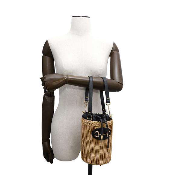 Gucci Shoulder Basket Bucket Bag Horsebit Black - Picture 4 of 8